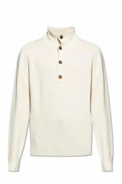 Tom Ford kremowy Sweter z dekoltem zapinanym na guziki