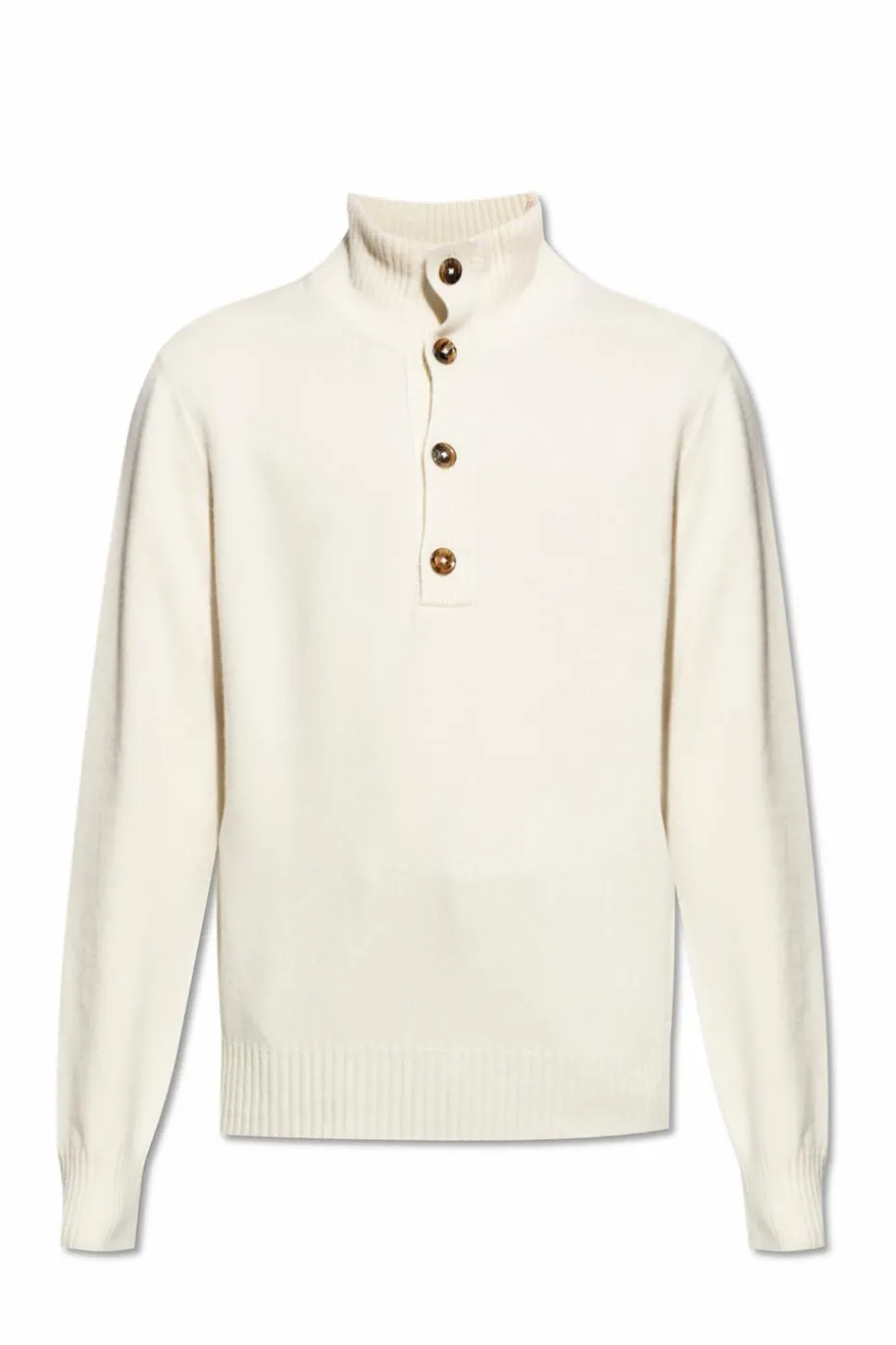 Tom Ford kremowy Sweter z dekoltem zapinanym na guziki