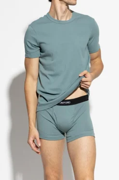 Tom Ford NIEBIESKI T-shirt z okrągłym dekoltem