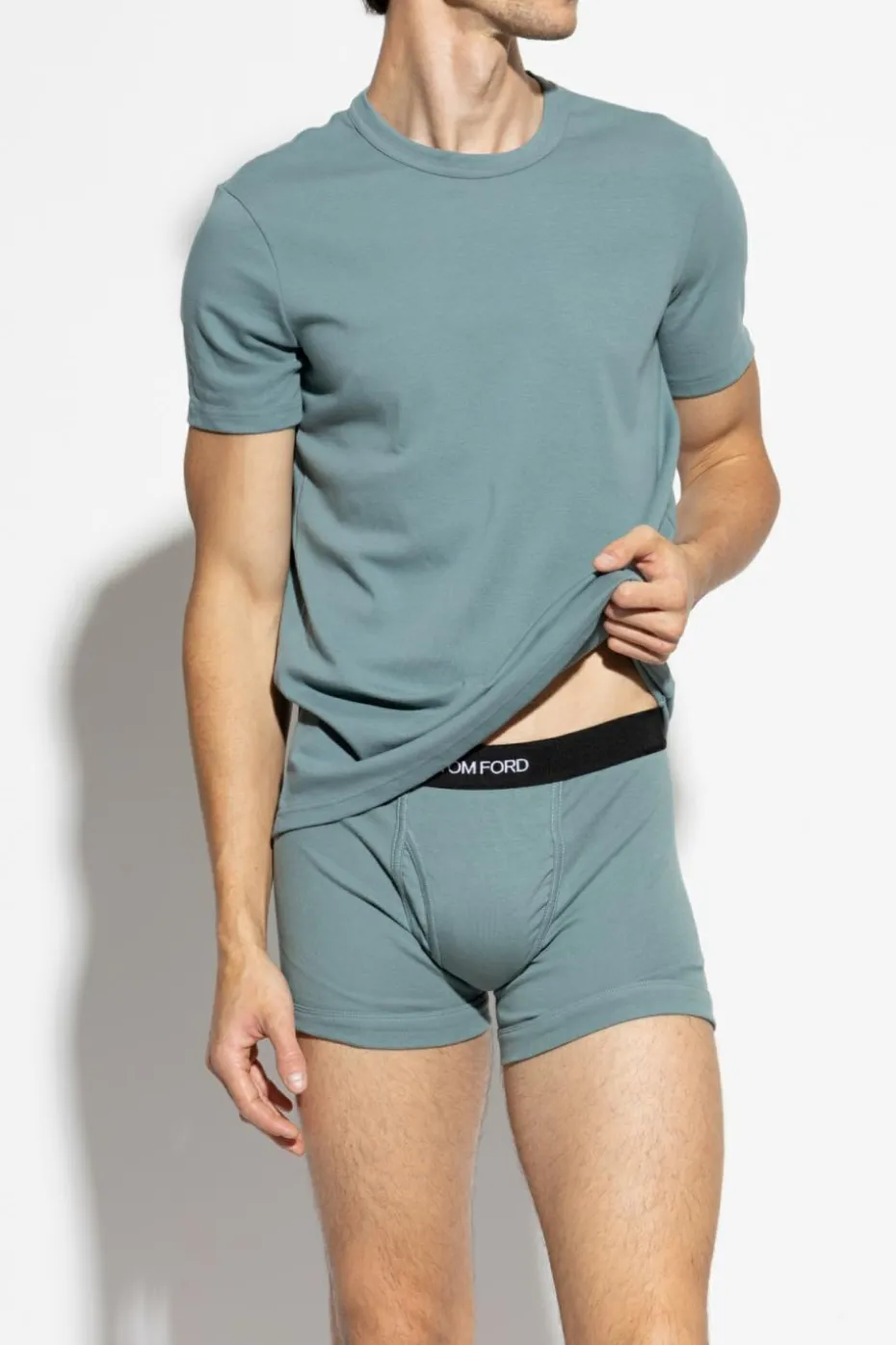 Tom Ford NIEBIESKI T-shirt z okrągłym dekoltem