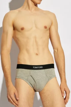 Tom Ford SZARY Slipy z logo