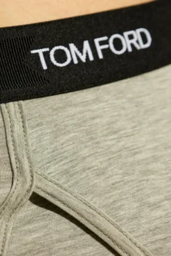 Tom Ford SZARY Slipy z logo