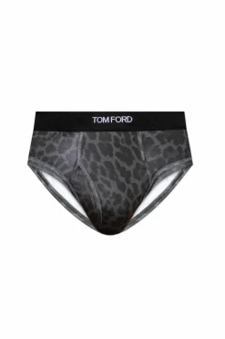 Tom Ford SZARY Slipy z logo
