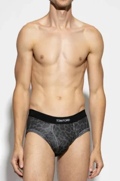 Tom Ford SZARY Slipy z logo