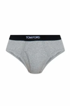 Tom Ford SZARY Slipy z logo
