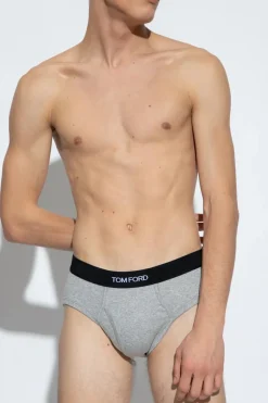 Tom Ford SZARY Slipy z logo