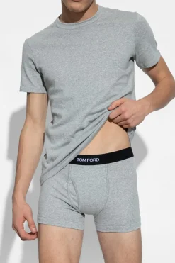 Tom Ford SZARY T-shirt z logo