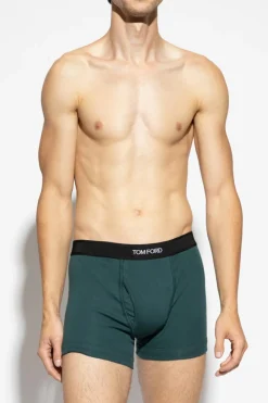 Tom Ford ZIELONY Bokserki z logo