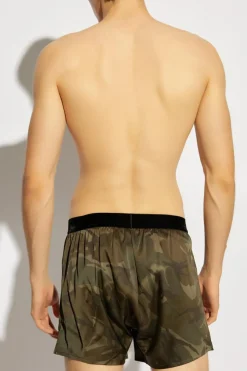 Tom Ford ZIELONY Satynowe bokserki z logo