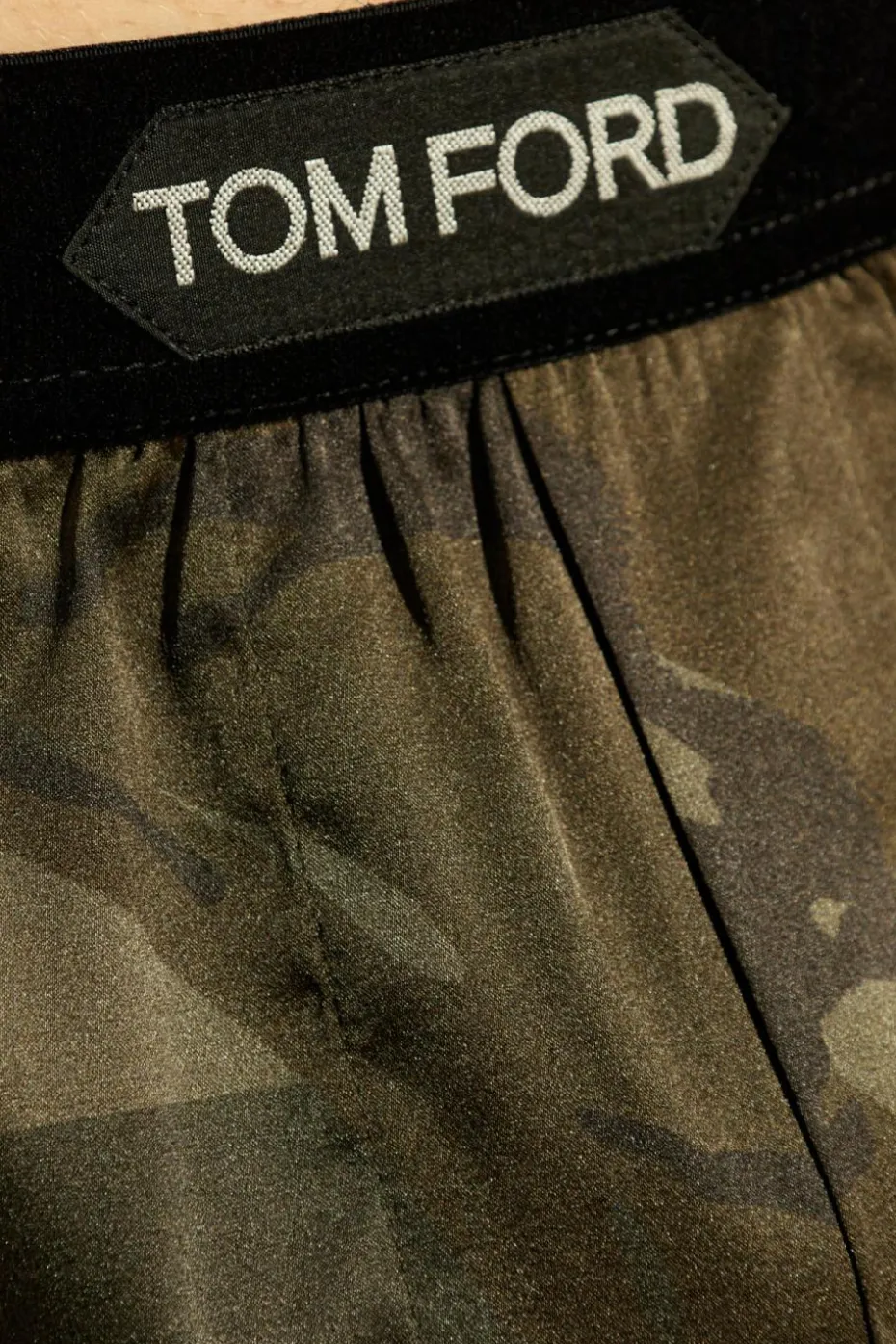 Tom Ford ZIELONY Satynowe bokserki z logo