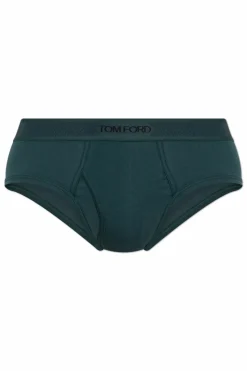 Tom Ford ZIELONY Slipy z logo