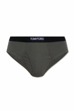 Tom Ford ZIELONY Slipy z logo