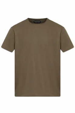 Tom Ford ZIELONY T-shirt z okrągłym dekoltem