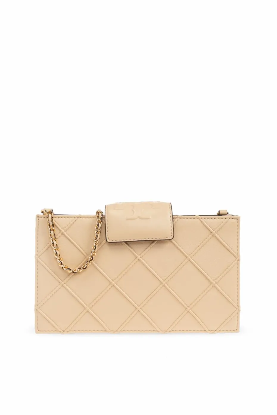 Tory Burch beżowy Portfel na łańcuchu `Fleming Mini`