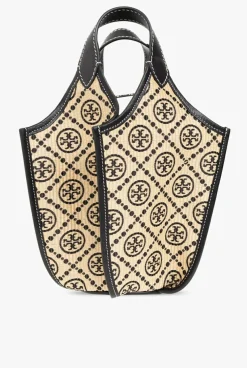 Tory Burch beżowy Torba do ręki z logo ‘Lampshade’