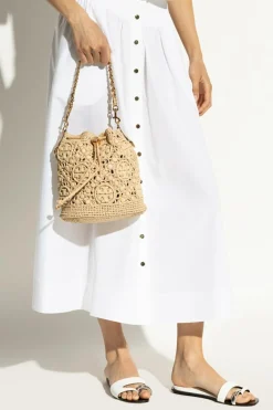 Tory Burch beżowy Torba na ramię `T Monogram` typu `bucket`