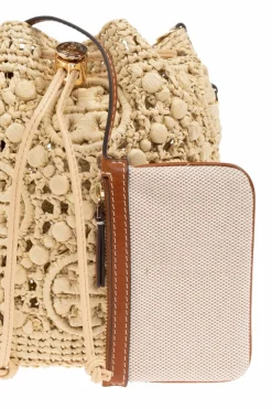 Tory Burch beżowy Torba na ramię `T Monogram` typu `bucket`
