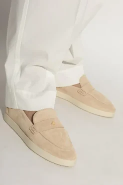 Tory Burch beżowy Zamszowe buty typu `loafers`