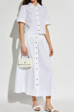 Tory Burch BIAŁY Bawełniana spódnica