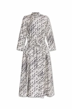 Tory Burch BIAŁY Sukienka w talii ściągana trokami.