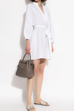 Tory Burch BIAŁY Sukienka z dekoltem w serek