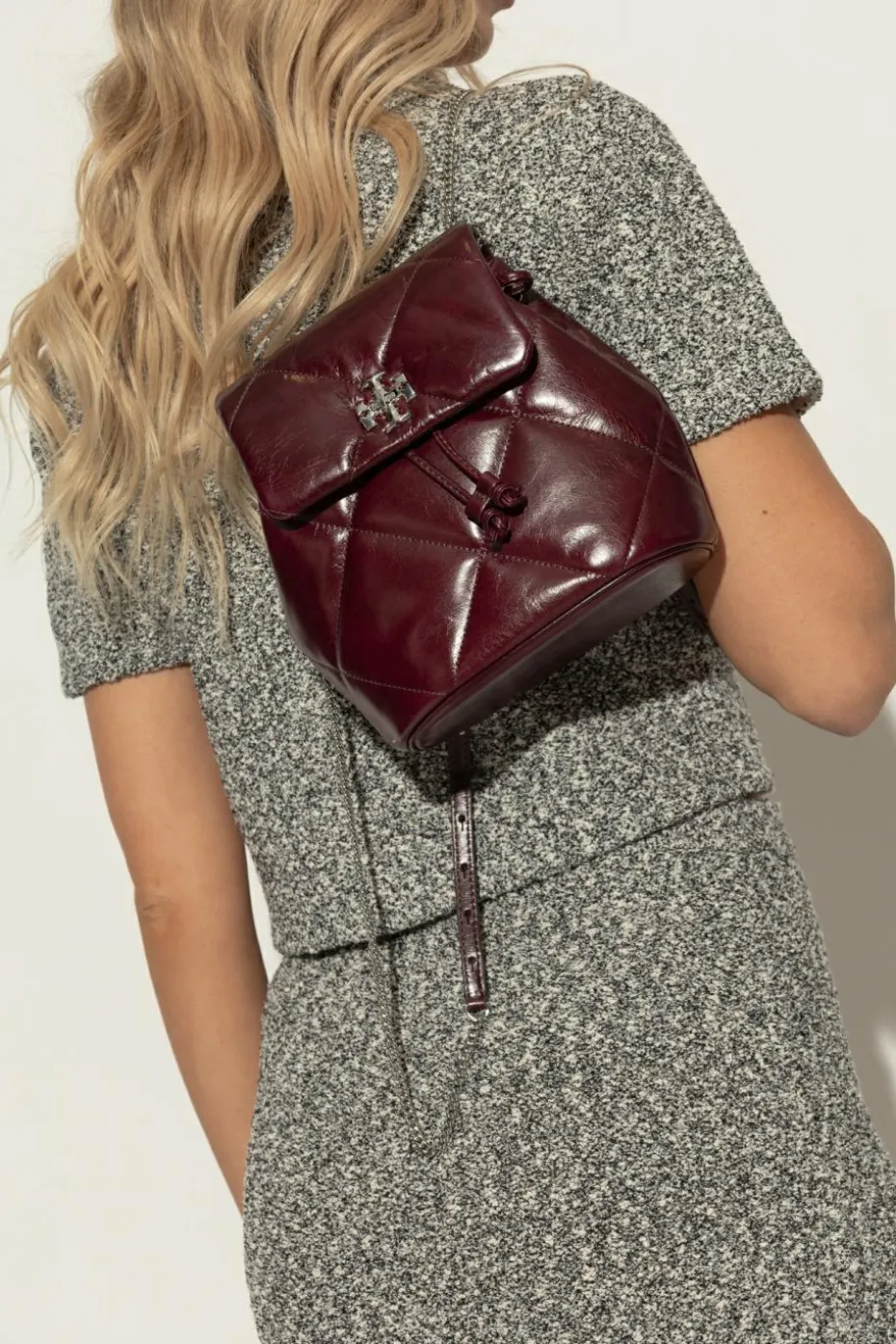 Tory Burch BORDO Skórzany plecak `Kira Diamond`