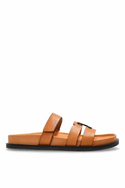Tory Burch BRĄZOWY Skórzane klapki `Ines`