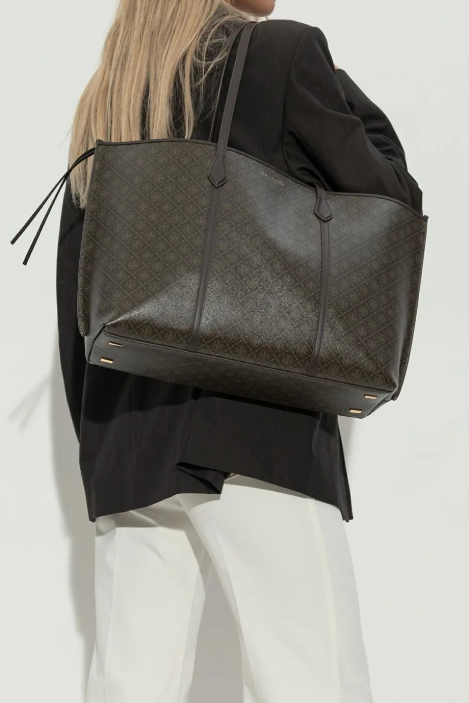 Tory Burch BRĄZOWY Torba `Perry` typu `shopper`