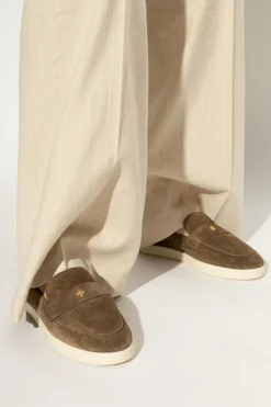 Tory Burch BRĄZOWY Zamszowe buty typu `loafers`