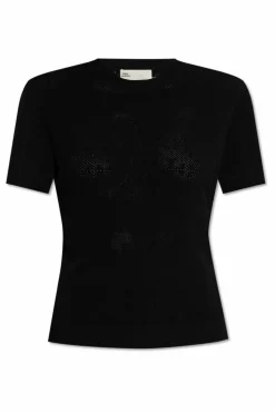 Tory Burch CZARNY Top z perforacją