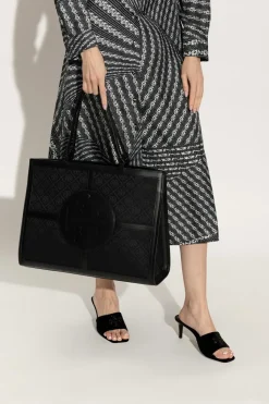 Tory Burch CZARNY Torba ‘Ella T Monogram’ typu ‘shopper’