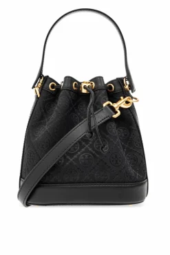 Tory Burch CZARNY Torba ‘T Monogram’ typu ‘bucket’