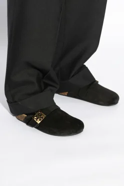 Tory Burch CZARNY Zamszowe klapki `Mellow`