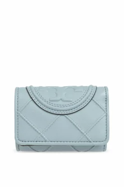 Tory Burch jasnoniebieski Skórzany portfel `Fleming`