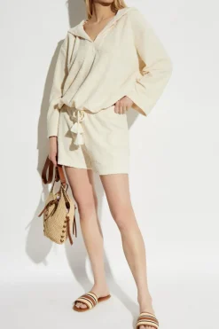 Tory Burch kremowy Bawełniane szorty z monogramem