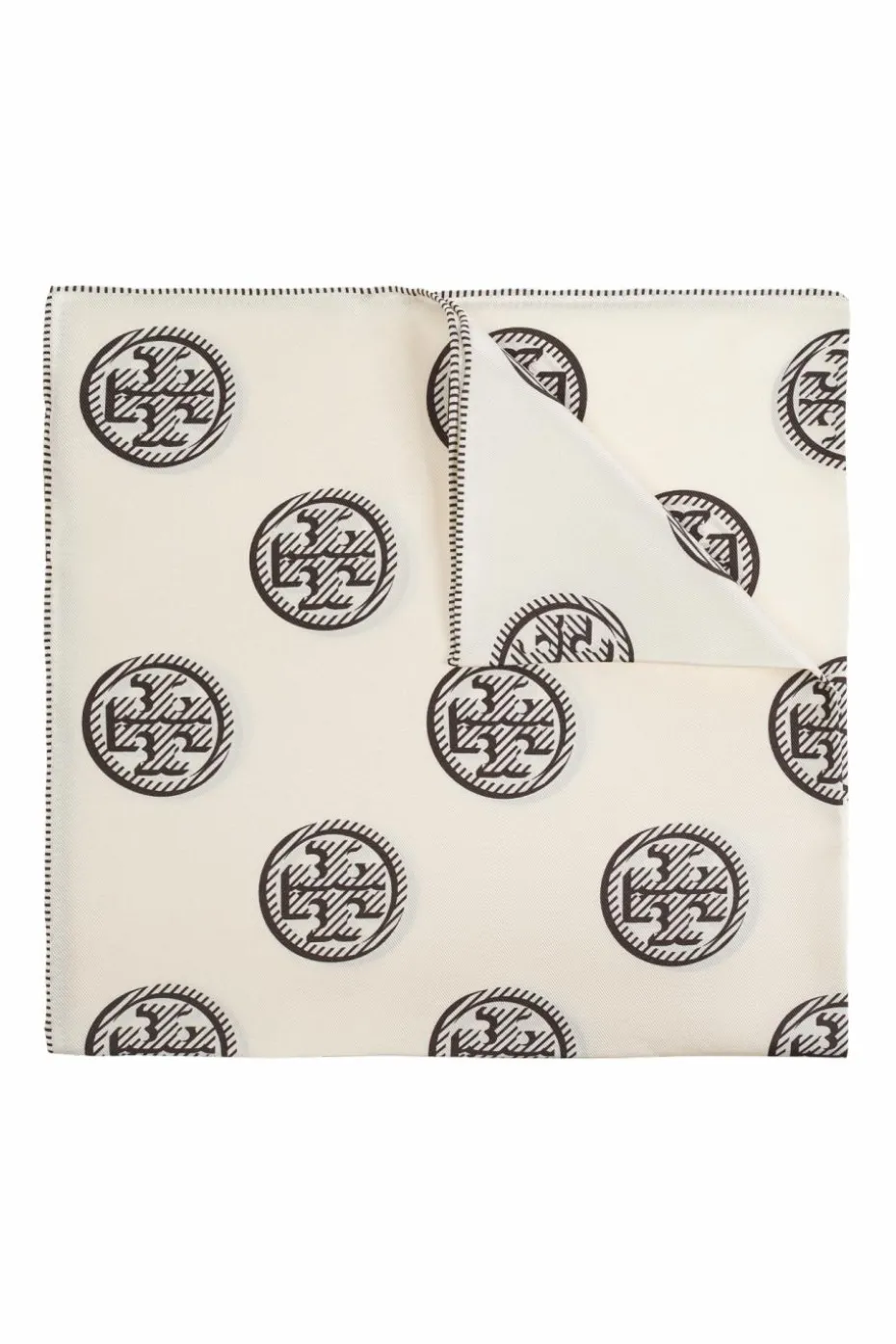 Tory Burch kremowy Jedwabna chusta z logo