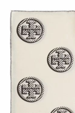 Tory Burch kremowy Jedwabna chusta z logo