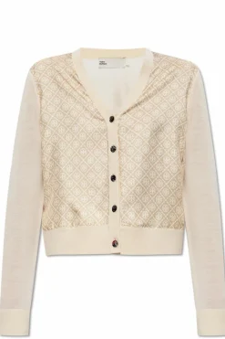 Tory Burch kremowy Kardigan z monogramem