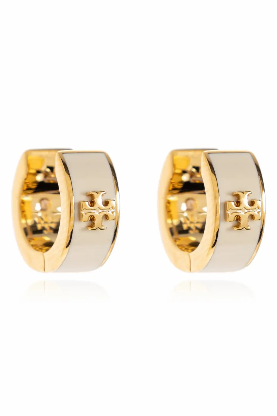 Tory Burch kremowy Kolczyki z logo