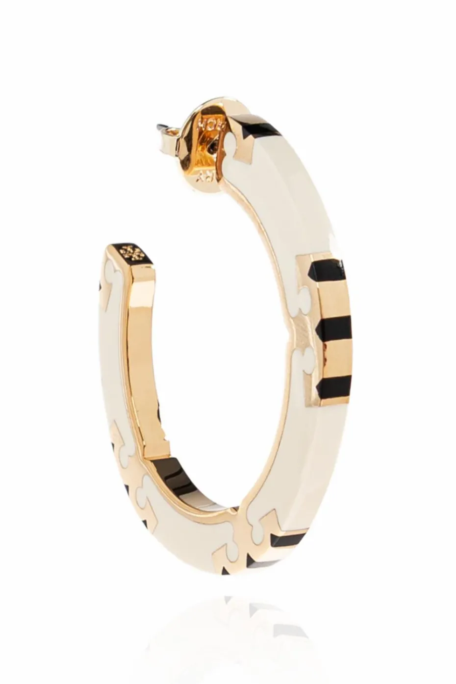 Tory Burch kremowy Okrągłe kolczyki z logo