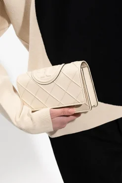 Tory Burch kremowy Portfel na pasku ‘Fleming’