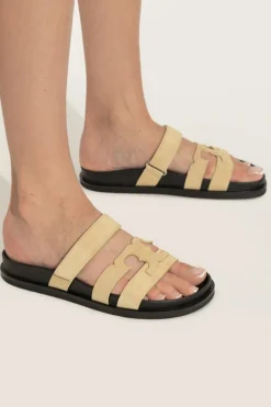 Tory Burch kremowy Skórzane klapki