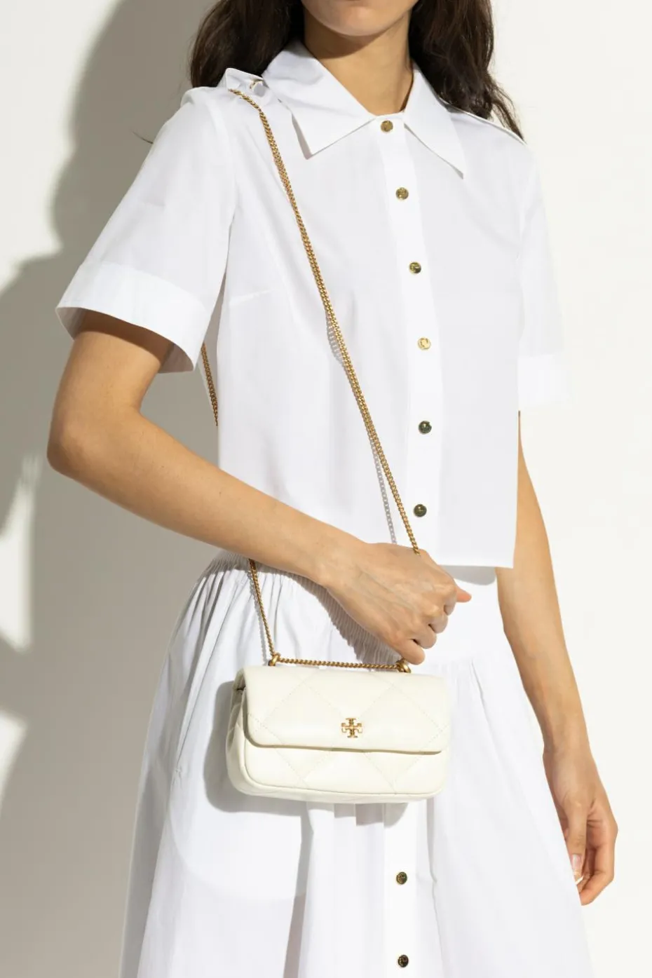 Tory Burch kremowy Torba na ramię `Kira Diamond Mini`