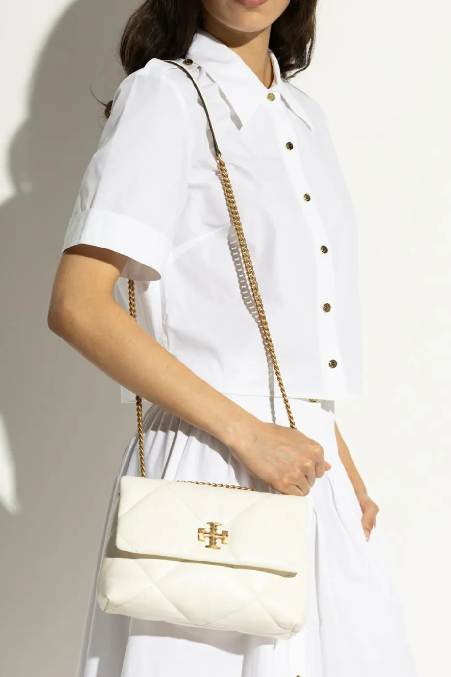 Tory Burch kremowy Torba na ramię `Kira Diamond Small`