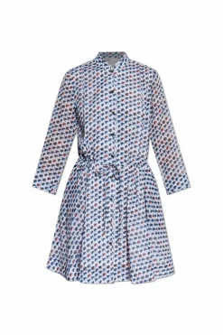 Tory Burch NIEBIESKI Sukienka w talii ściągana trokami.