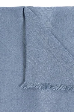 Tory Burch NIEBIESKI Szal z monogramem