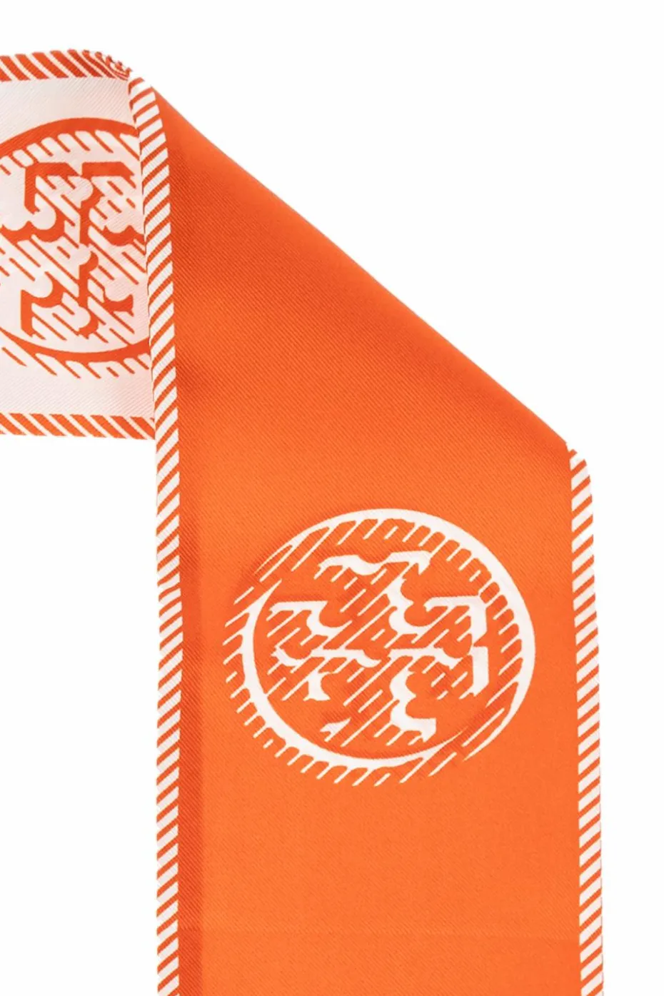 Tory Burch POMARAŃCZOWY Jedwabna apaszka z logo