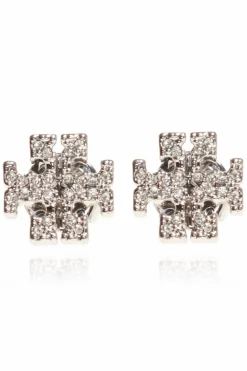 Tory Burch SREBRNY Kolczyki z logo