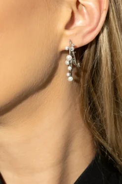 Tory Burch SREBRNY Kolczyki ze szklaną perłą