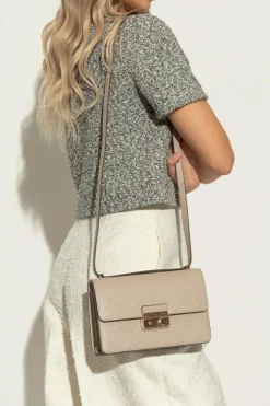 Tory Burch SZARY Torba na ramię `T Monogram Pebble`